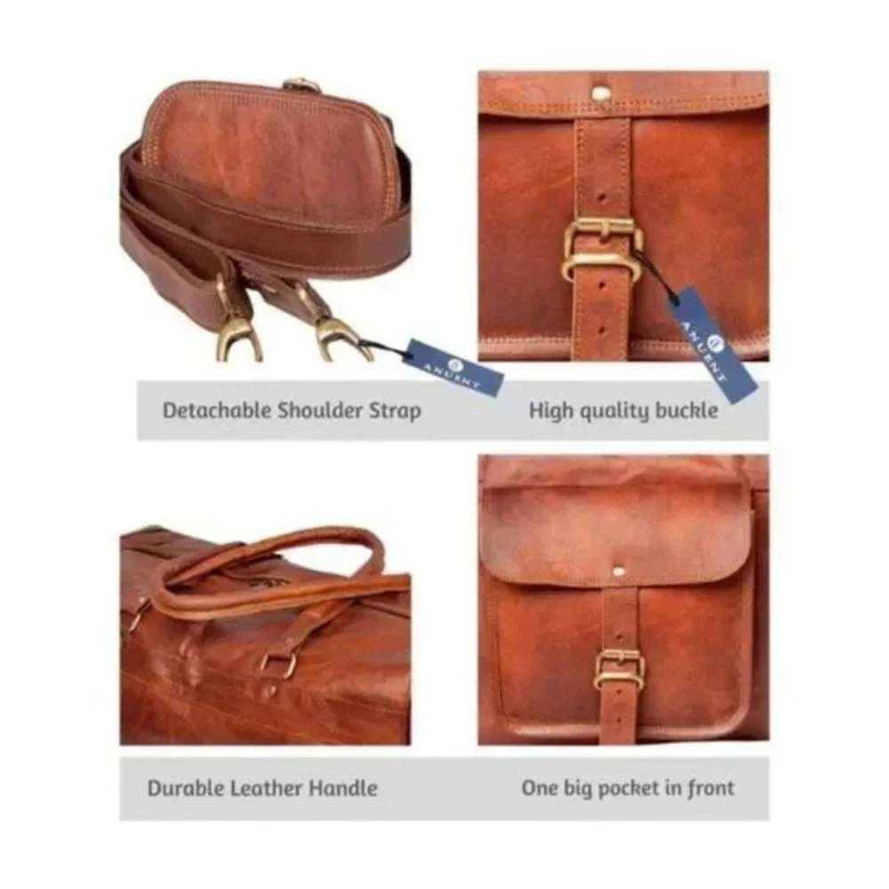 New 24" Men's genuine vintag Leather large, Brown - Picture 3 of 8